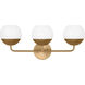 Alvin 3 Light 24.13 inch Satin Brass Bath Vanity Wall Light