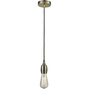 Chelsea Bare Bulb 1 Light 2 inch Antique Brass Mini Pendant Ceiling Light in Gray, Chelsea