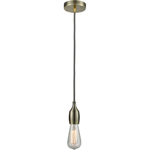 Chelsea Bare Bulb 1 Light 2 inch Antique Brass Mini Pendant Ceiling Light in Gray, Chelsea