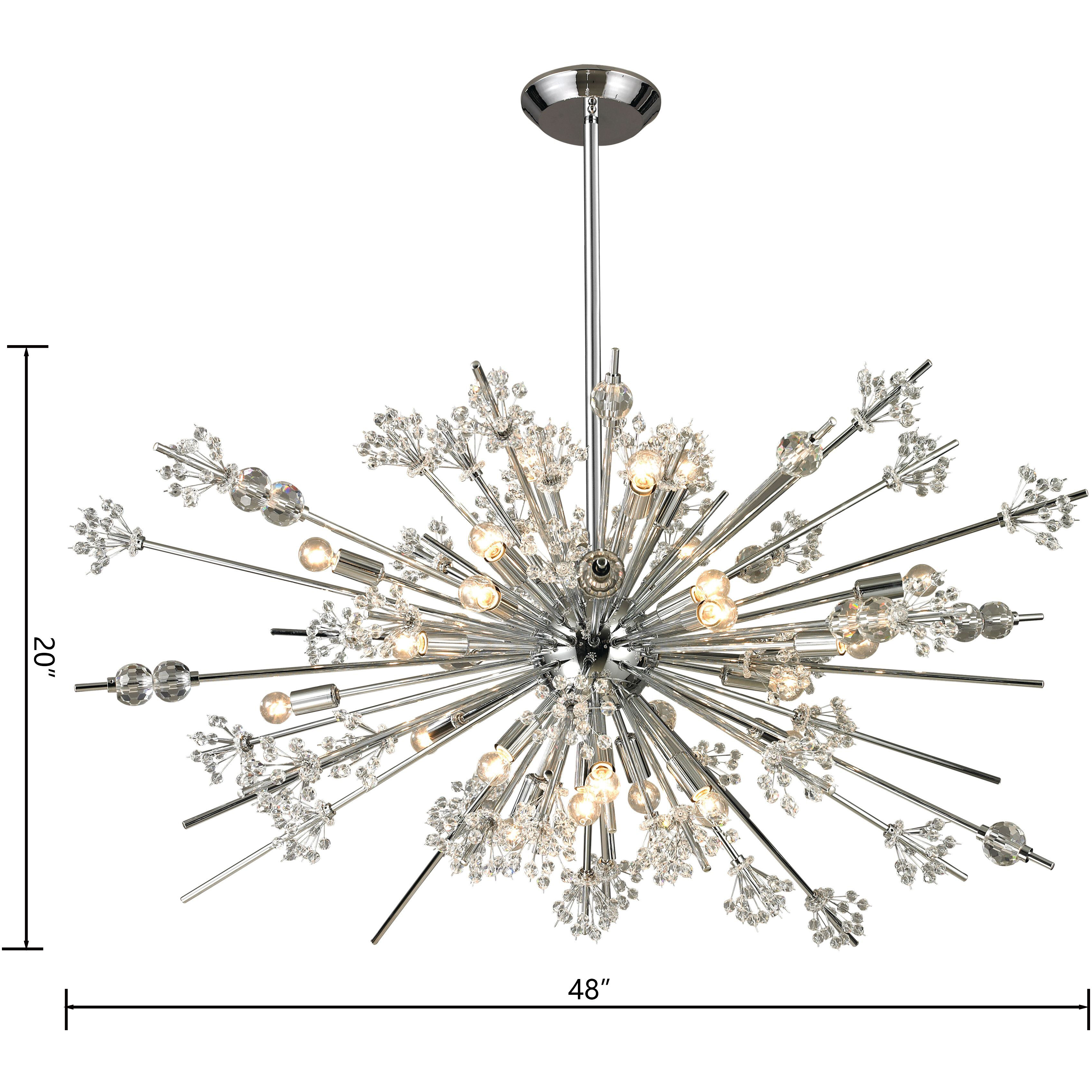 Starburst 29 Light 48 inch Polished Chrome Chandelier Ceiling Light