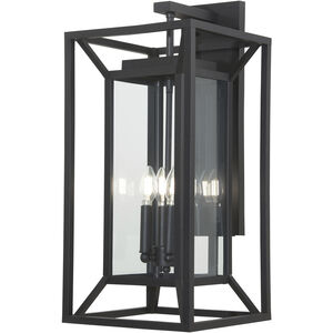 Great Outdoors Harbor View 4 Light 25.38 inch Sand Coal Outdoor Wall Mount in Clear Glass