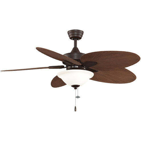 Windpointe 52 inch Rust with Narrow Oval Antique Bamboo Blades Indoor/Outdoor Ceiling Fan
