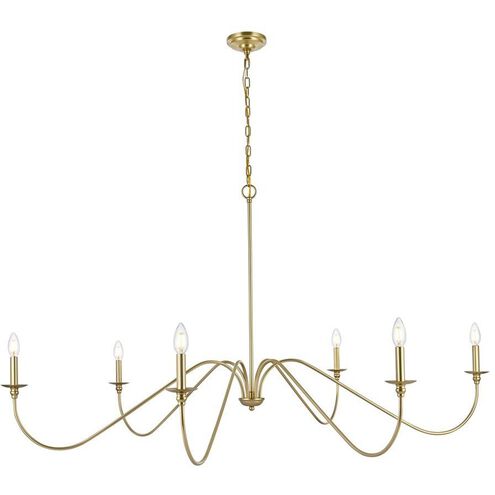 Rohan 6 Light 60 inch Brass Chandelier Ceiling Light