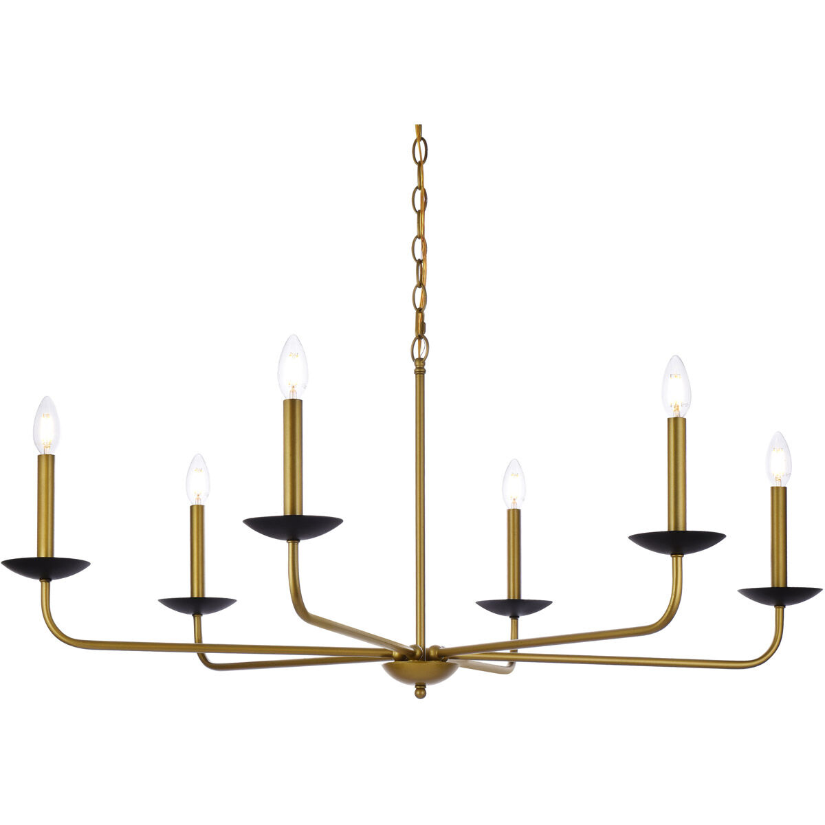Cohen 6 Light 42 inch Black and Brass Pendant Ceiling Light