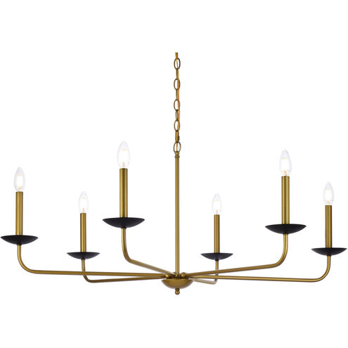 Cohen 6 Light 42 inch Black and Brass Pendant Ceiling Light