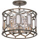 Hexly 3 Light 16 inch Bronze and Sultry Silver Semi Flush Mount Ceiling Light