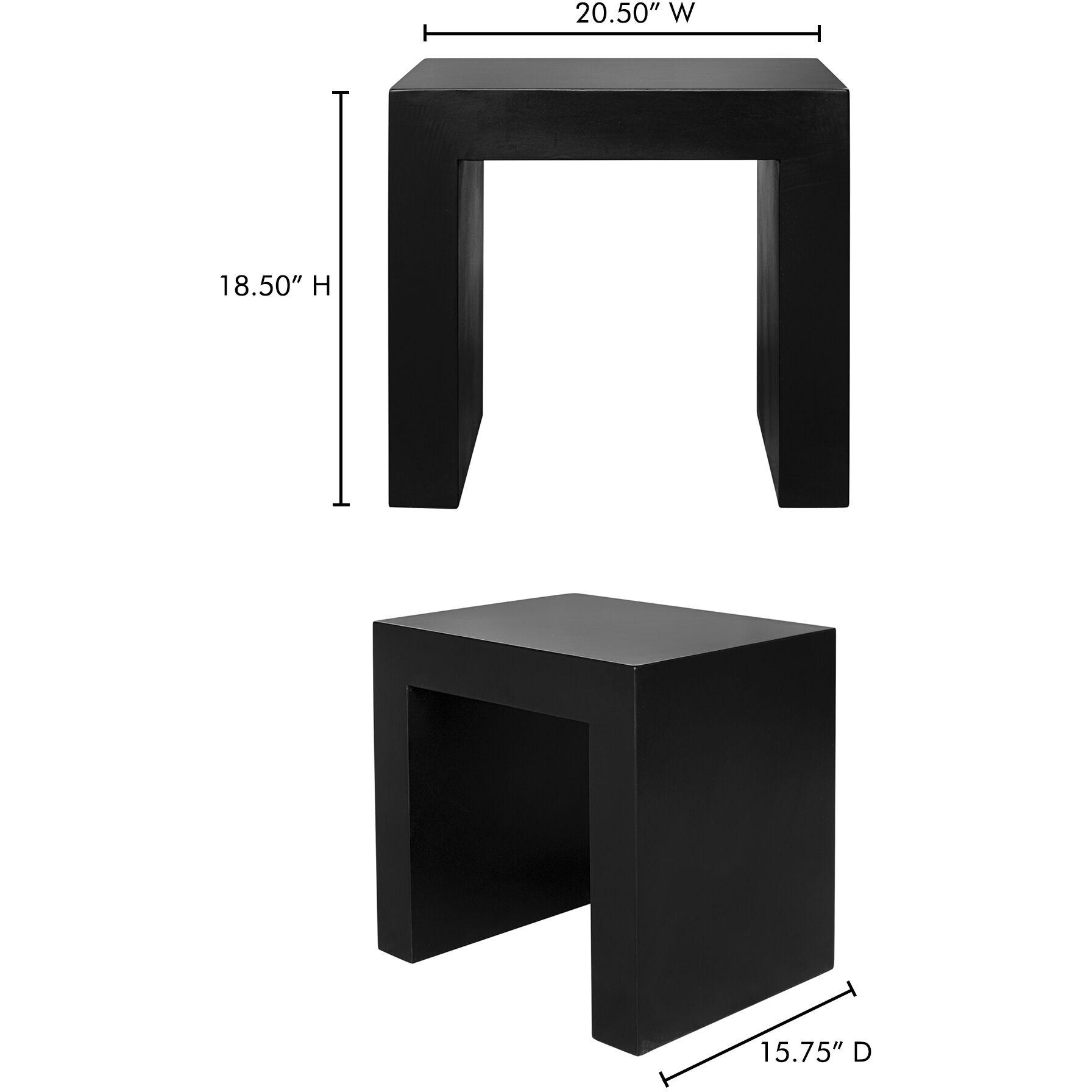 Lazarus 18.5 inch Black Stool, Outdoor