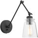 Profile 15.25 inch 100 watt Matte Black Adjustable Swing Arm Sconce Wall Light