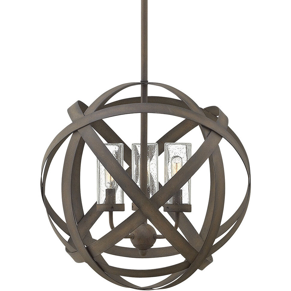 Open Air Carson 3 Light 18.5 inch Vintage Iron Outdoor Hanging in Non-LED