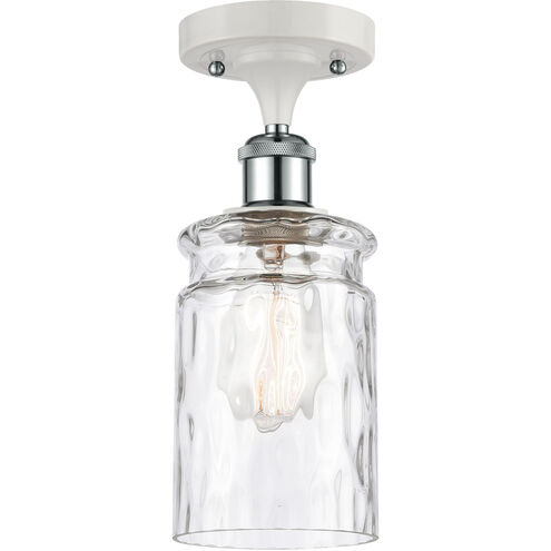 Ballston Candor LED 5 inch White and Polished Chrome Semi-Flush Mount Ceiling Light in Clear Waterglass, Ballston