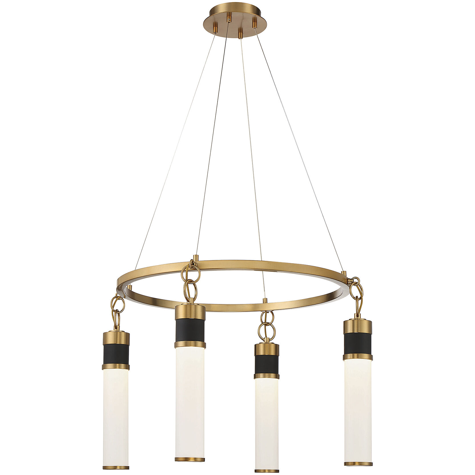 Abel LED 26 inch Matte Black with Warm Brass Accents Chandelier Ceiling Light