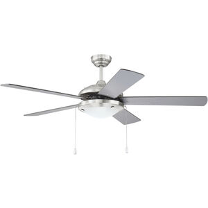 Nikia 52 inch Brushed Polished Nickel with Silver/Walnut Blades Ceiling Fan