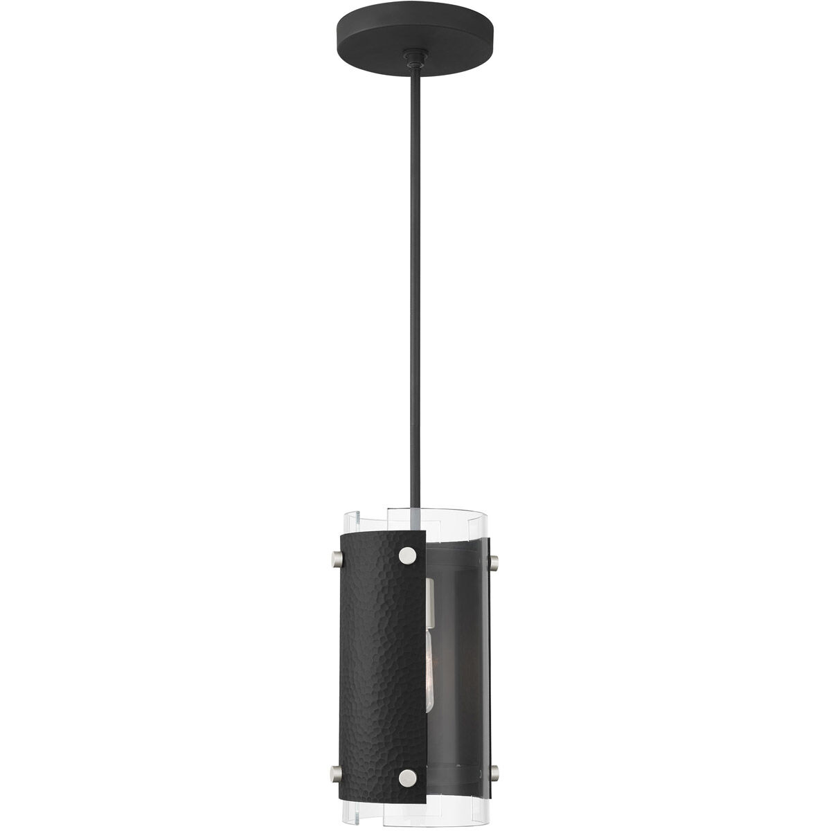 Barcelona 1 Light 8 inch Black with Brushed Nickel Accents Pendant Ceiling Light