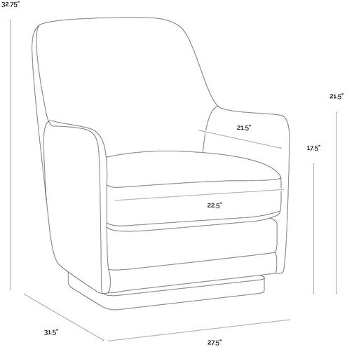 Marcela Belfast Koala Grey Swivel Lounge Chair, Swivel