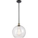 Ballston Athens LED 11.75 inch Black Antique Brass Mini Pendant Ceiling Light in Seedy Glass