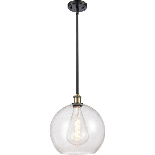 Ballston Athens LED 11.75 inch Black Antique Brass Mini Pendant Ceiling Light in Seedy Glass