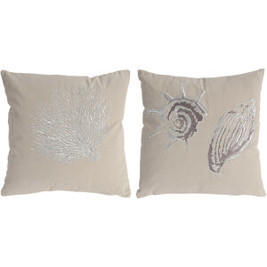 Seashell 18 inch Tan and White Pillow, Set of 2