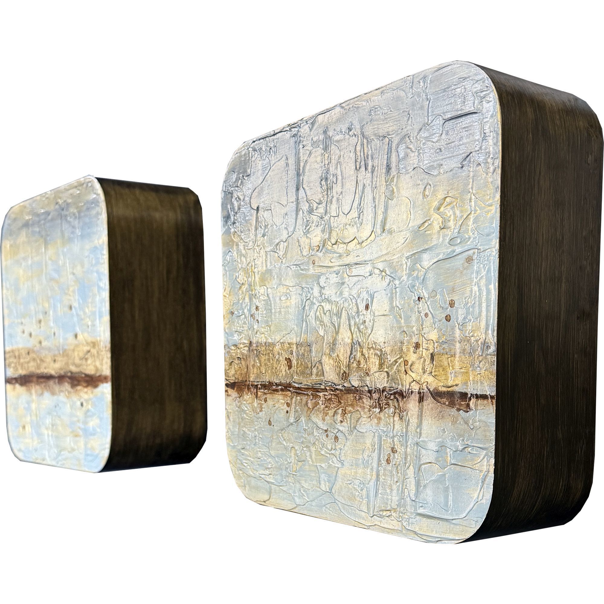 Coastal Horizon Blue and Brown and Metallic Wall Sculpture, The Studio