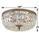 Waltham 3 Light 14 inch Olde Brass Flush Ceiling Light in Clear Hand Cut