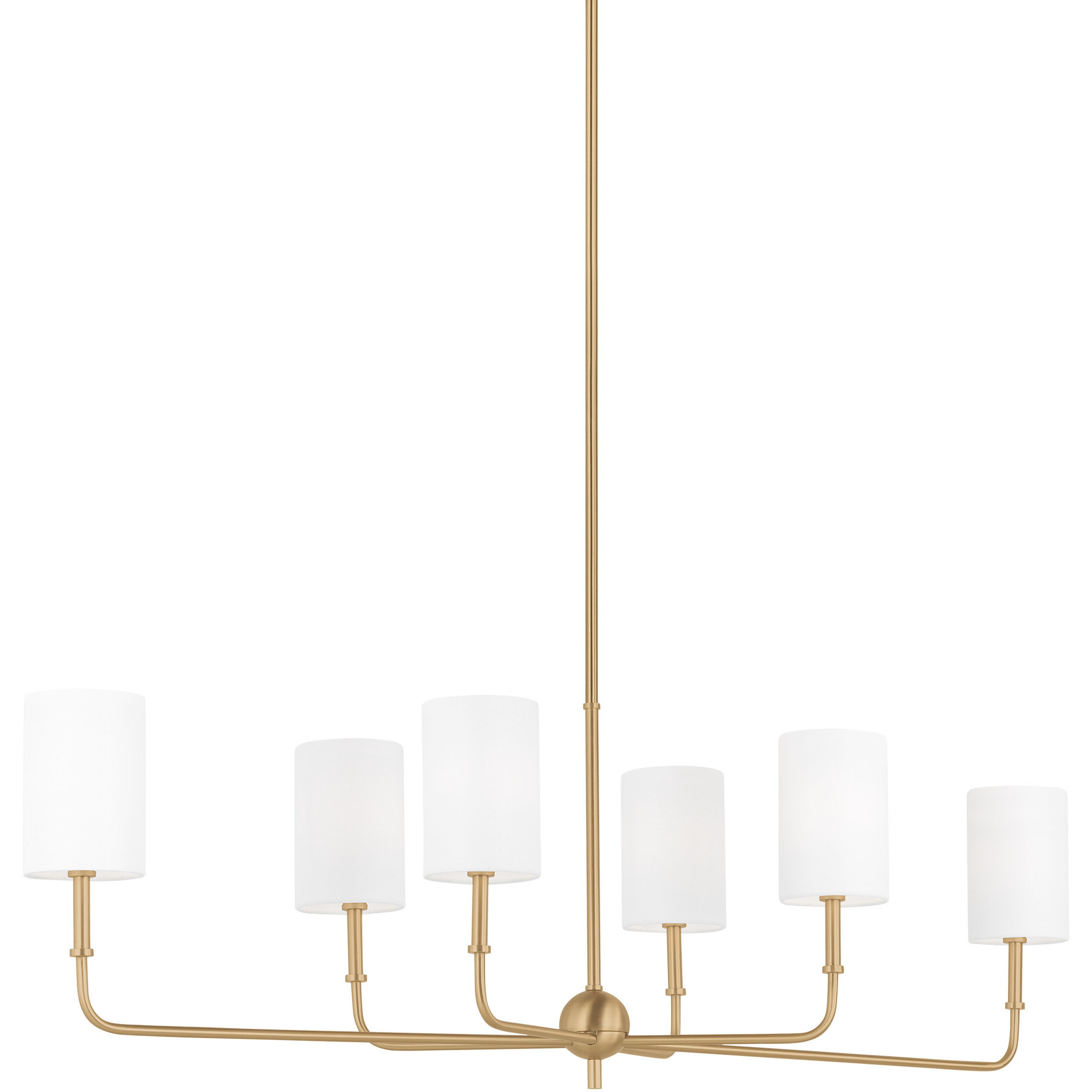 Foxdale 6 Light 44 inch Satin Brass Linear Chandelier Ceiling Light