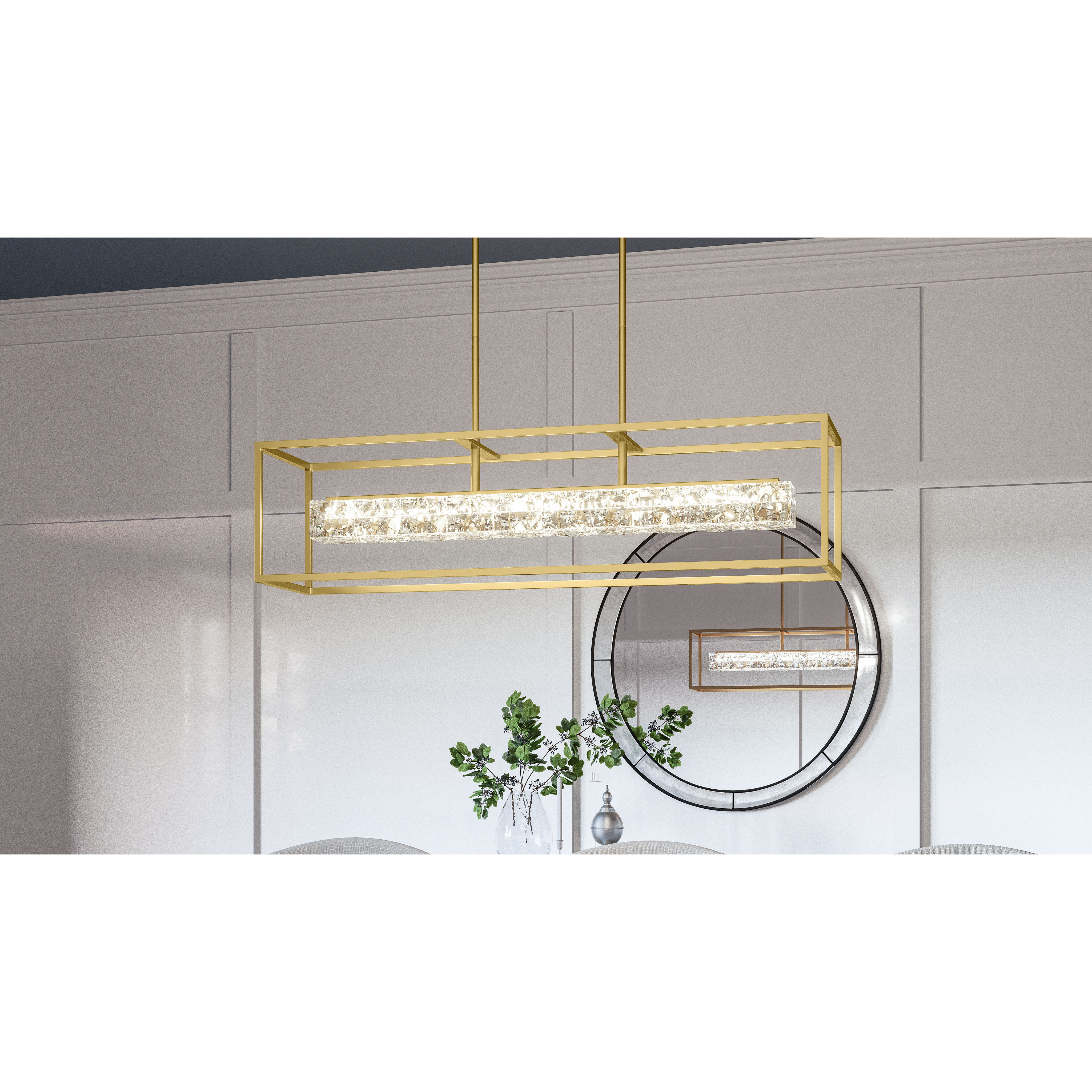 Dazzle LED 36 inch Soft Gold Linear Chandelier Ceiling Light