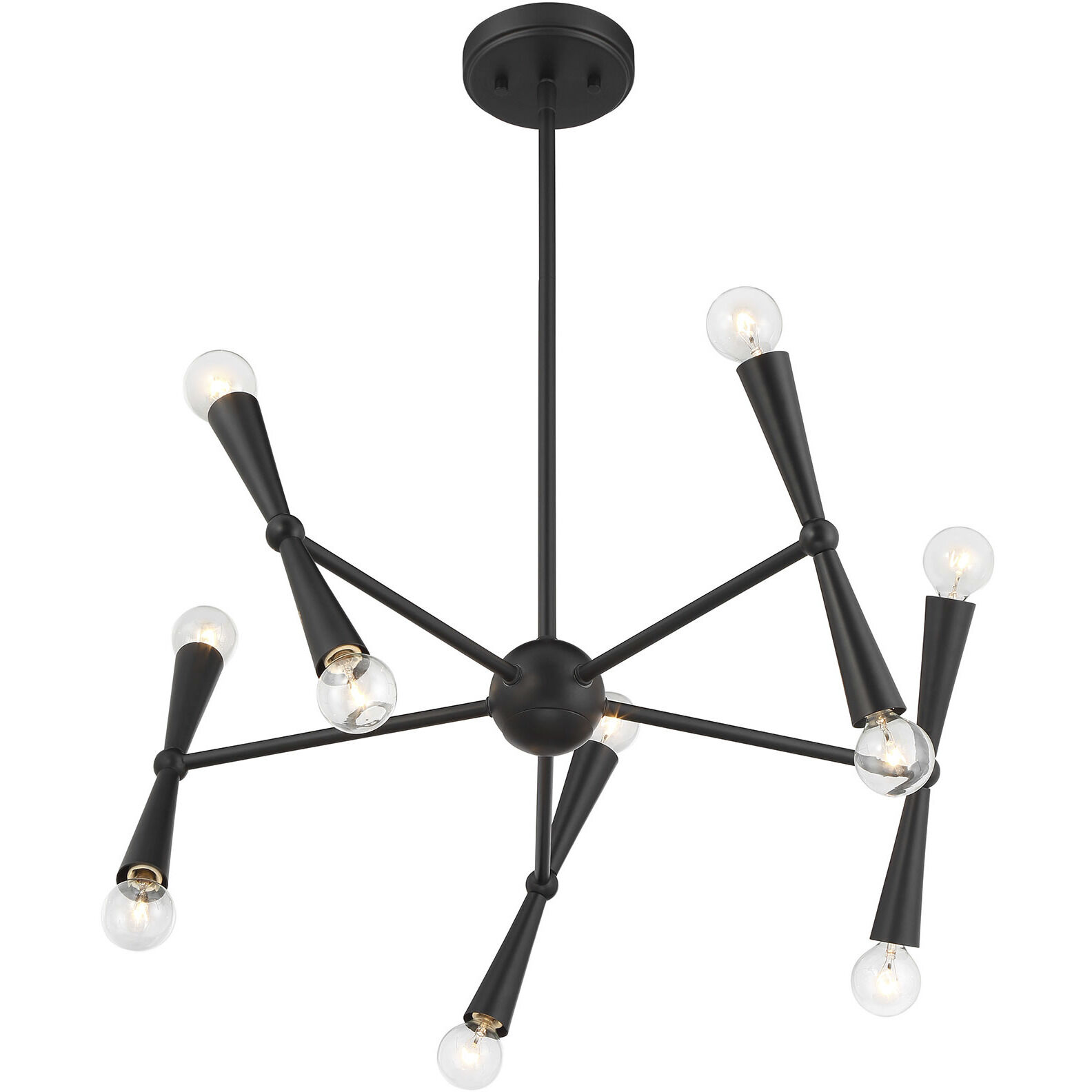 Contemporary 10 Light 24 inch Matte Black Chandelier Ceiling Light