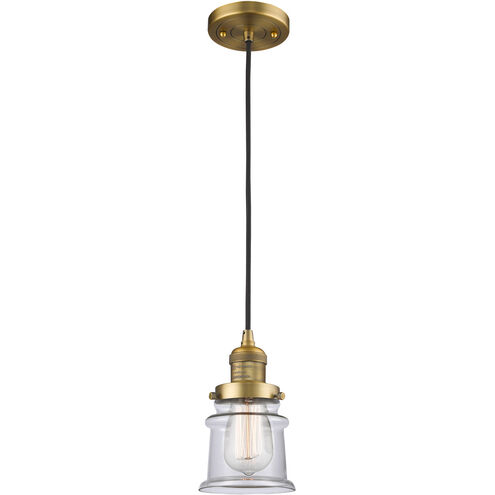 Franklin Restoration Small Canton LED 6 inch Brushed Brass Mini Pendant Ceiling Light in Clear Glass, Franklin Restoration