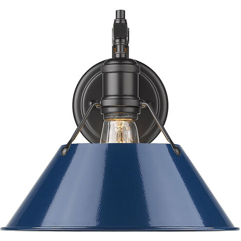 Orwell 1 Light 10 inch Matte Black Wall Sconce Wall Light in Navy, Damp