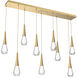 Rain Drop LED Gilded Brass Linear Pendant Ceiling Light in 3000K LED