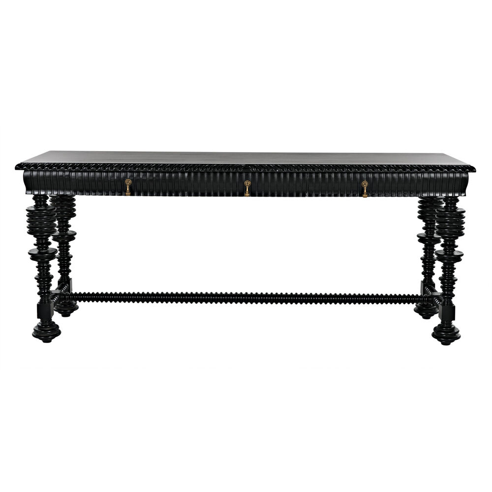 Portuguese 72.5 X 20.5 inch Hand Rubbed Black Console