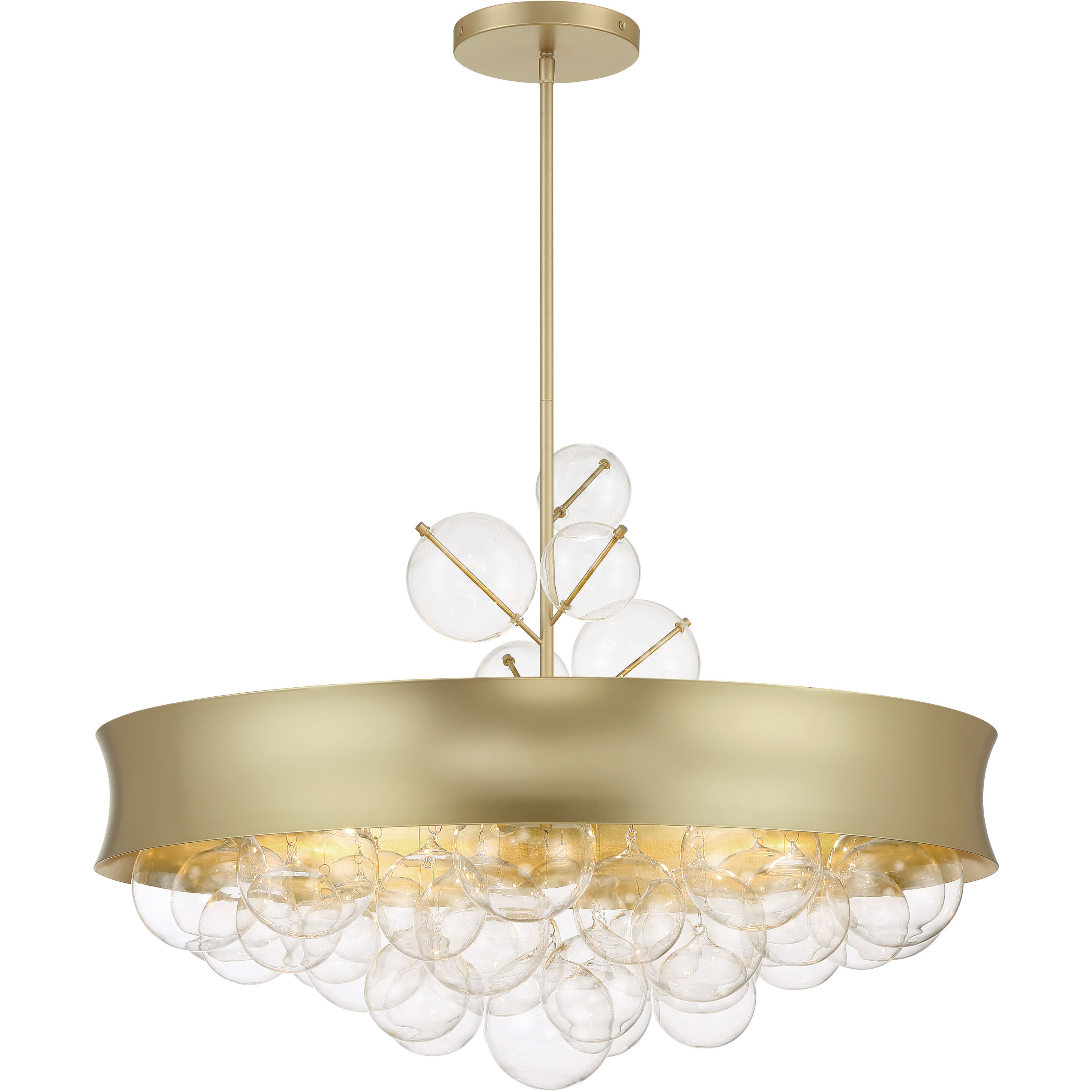 Verdi Square 8 Light 32 inch Soft Gold With Gold Leaf Convertible Pendant Ceiling Light