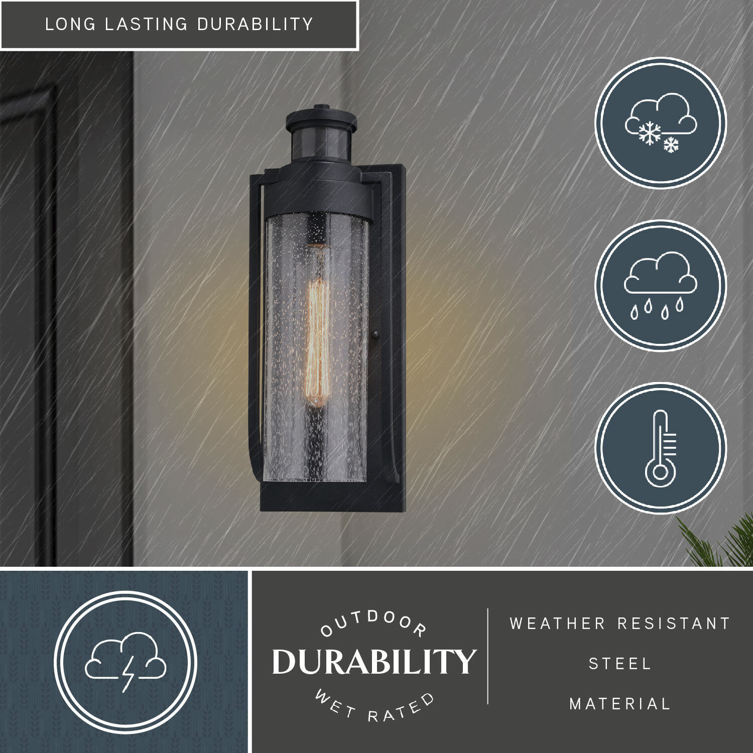 Lawton Textured Black Outdoor Motion Sensor
