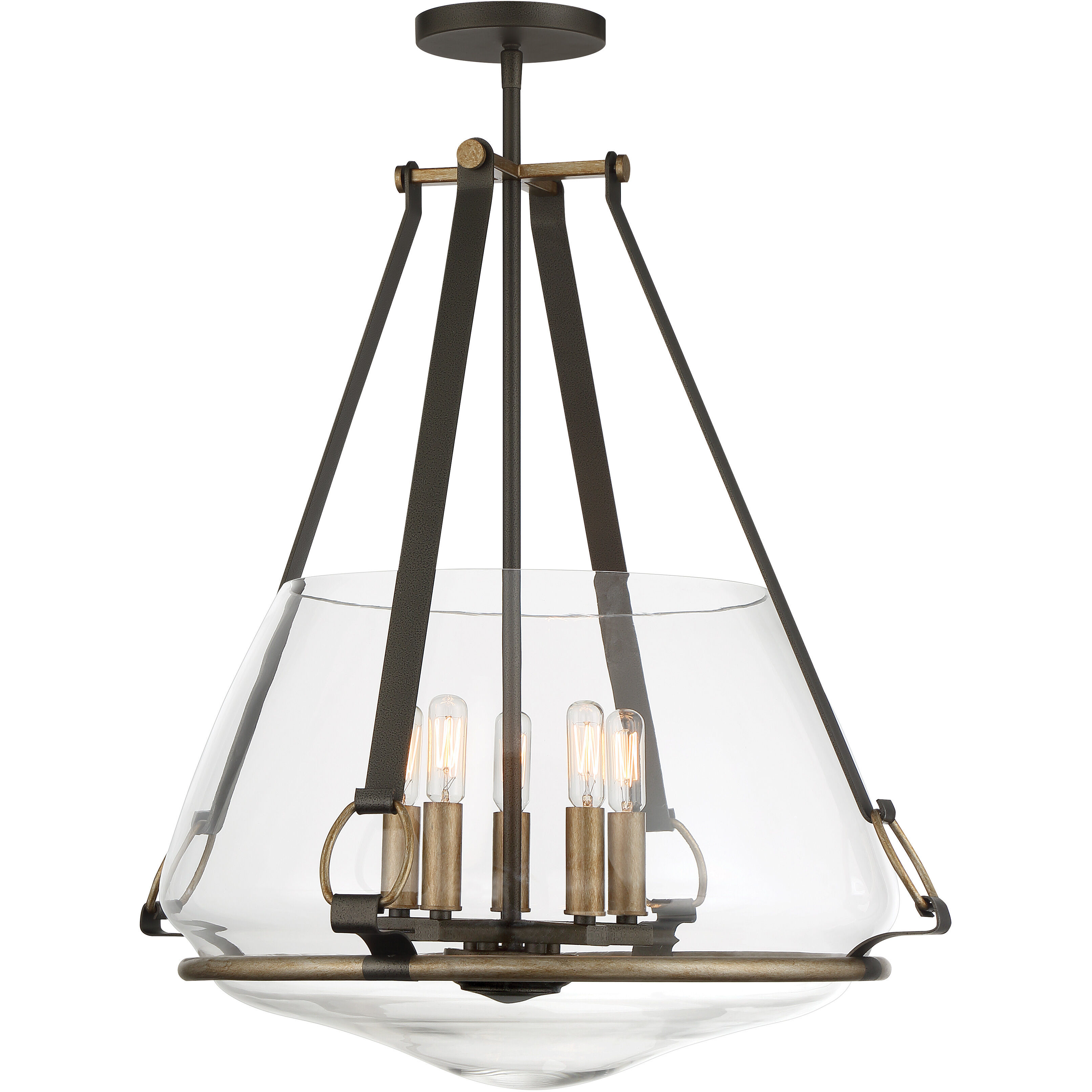 Eden Valley 5 Light 22 inch Smoked Iron/Aged Gold Pendant Ceiling Light, Convertible
