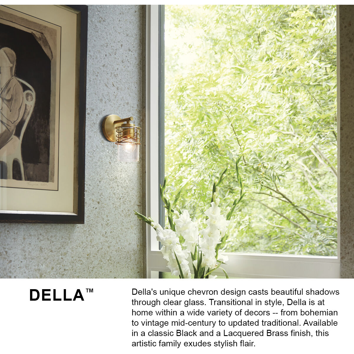 Della 4 Light 33.75 inch Black Vanity Light Wall Light