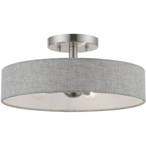 Elmhurst 4 Light 14 inch Brushed Nickel with Shiny White Accents Semi-Flush Ceiling Light