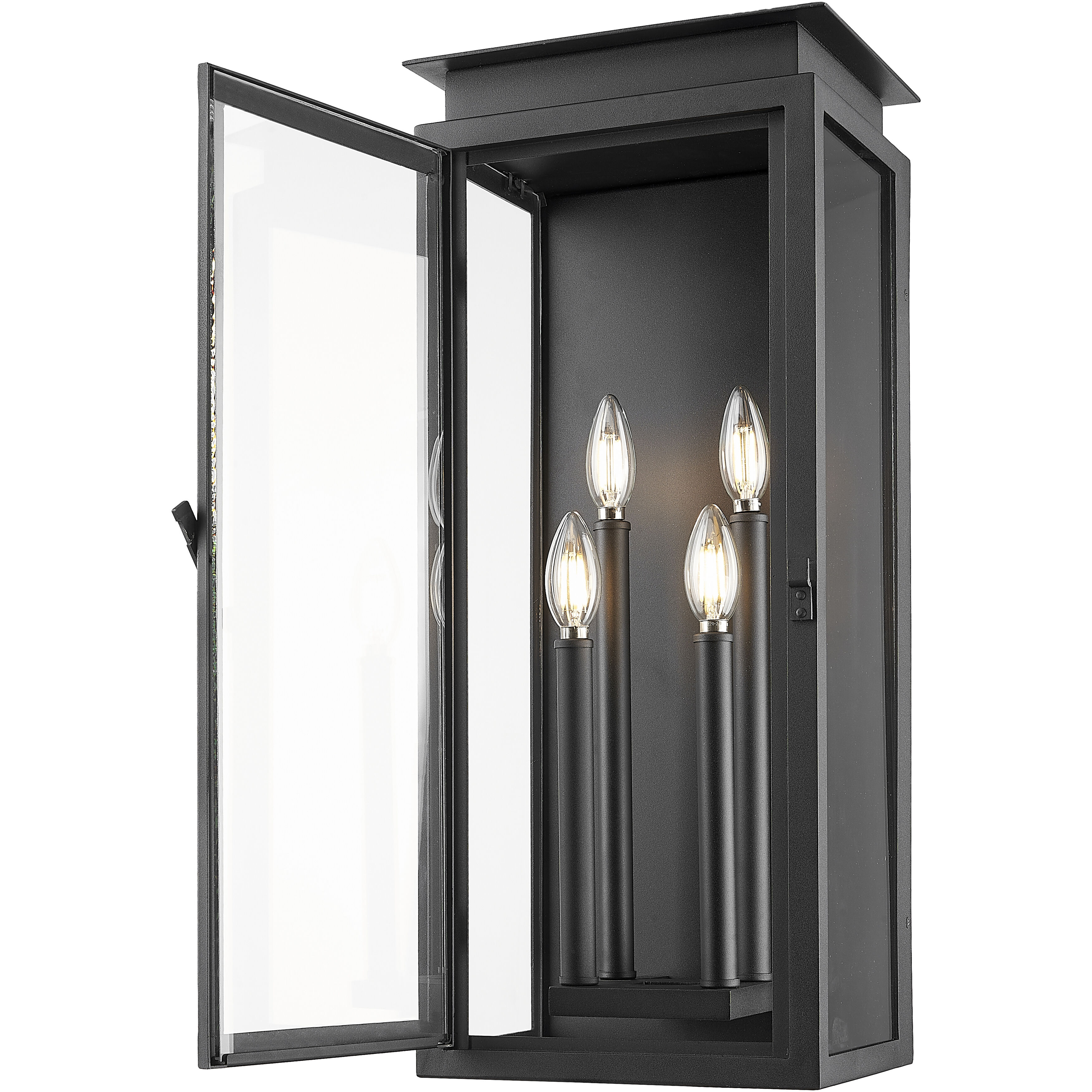 Nova 4 Light 24.5 inch Black Outdoor Wall Light in Clear Glass