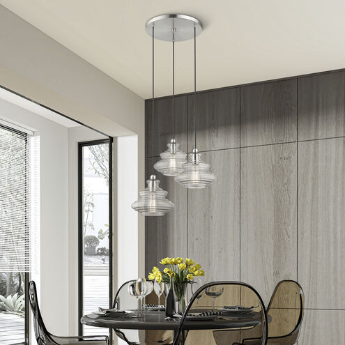Everett 3 Light 20 inch Brushed Nickel with Chrome Finish Accents Pendant Chandelier Ceiling Light