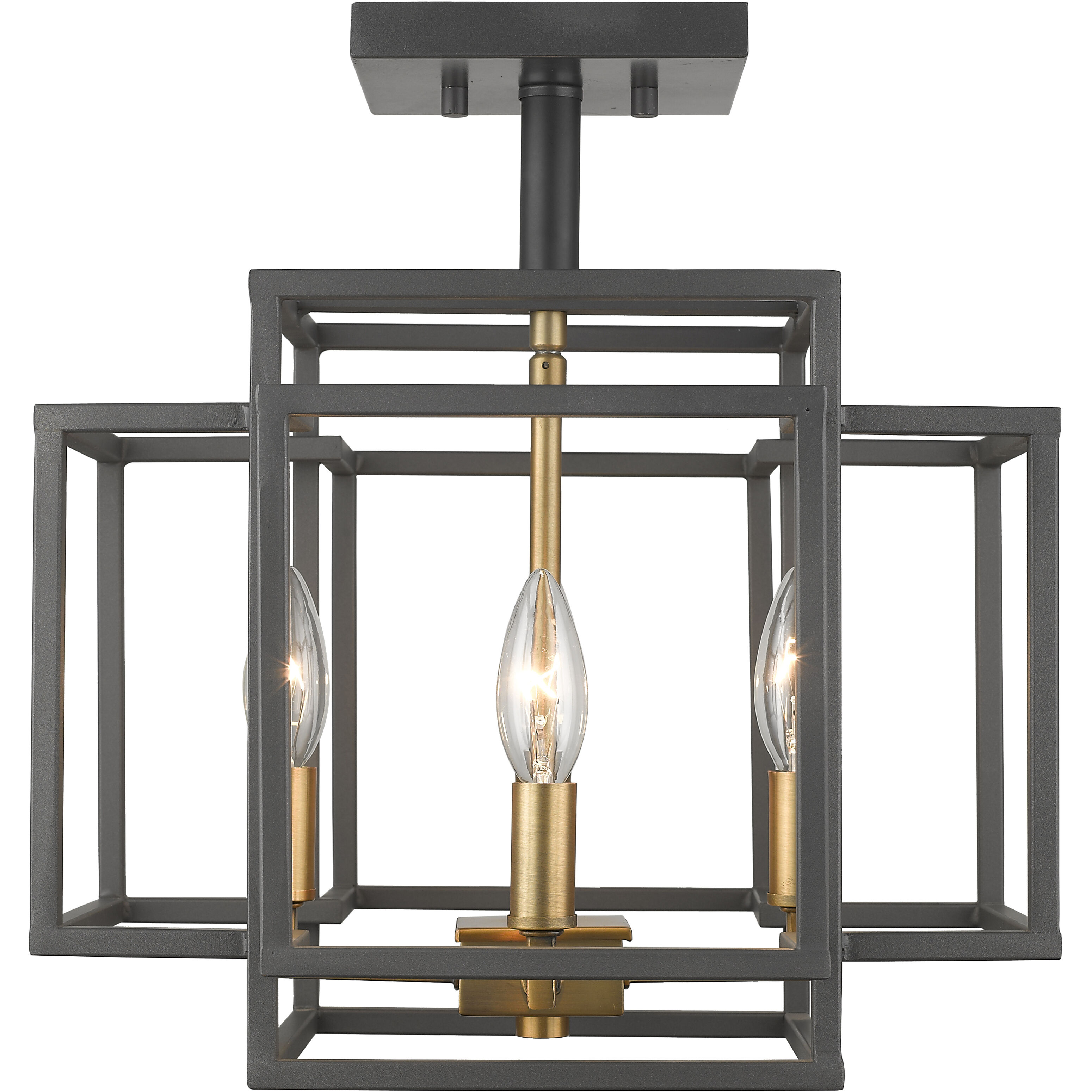 Titania 4 Light 14 inch Bronze and Olde Brass Semi Flush Mount Ceiling Light