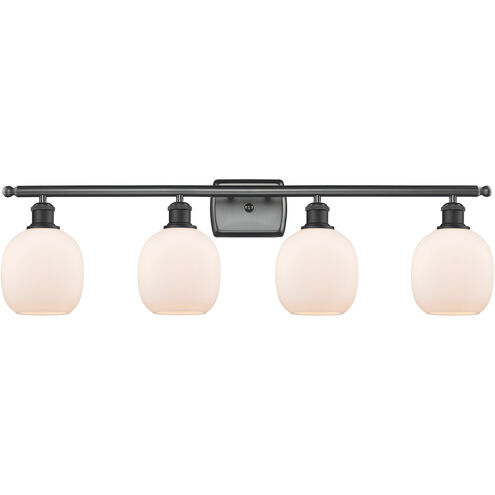 Ballston Belfast 4 Light 36 inch Matte Black Bath Vanity Light Wall Light in Matte White Glass, Ballston