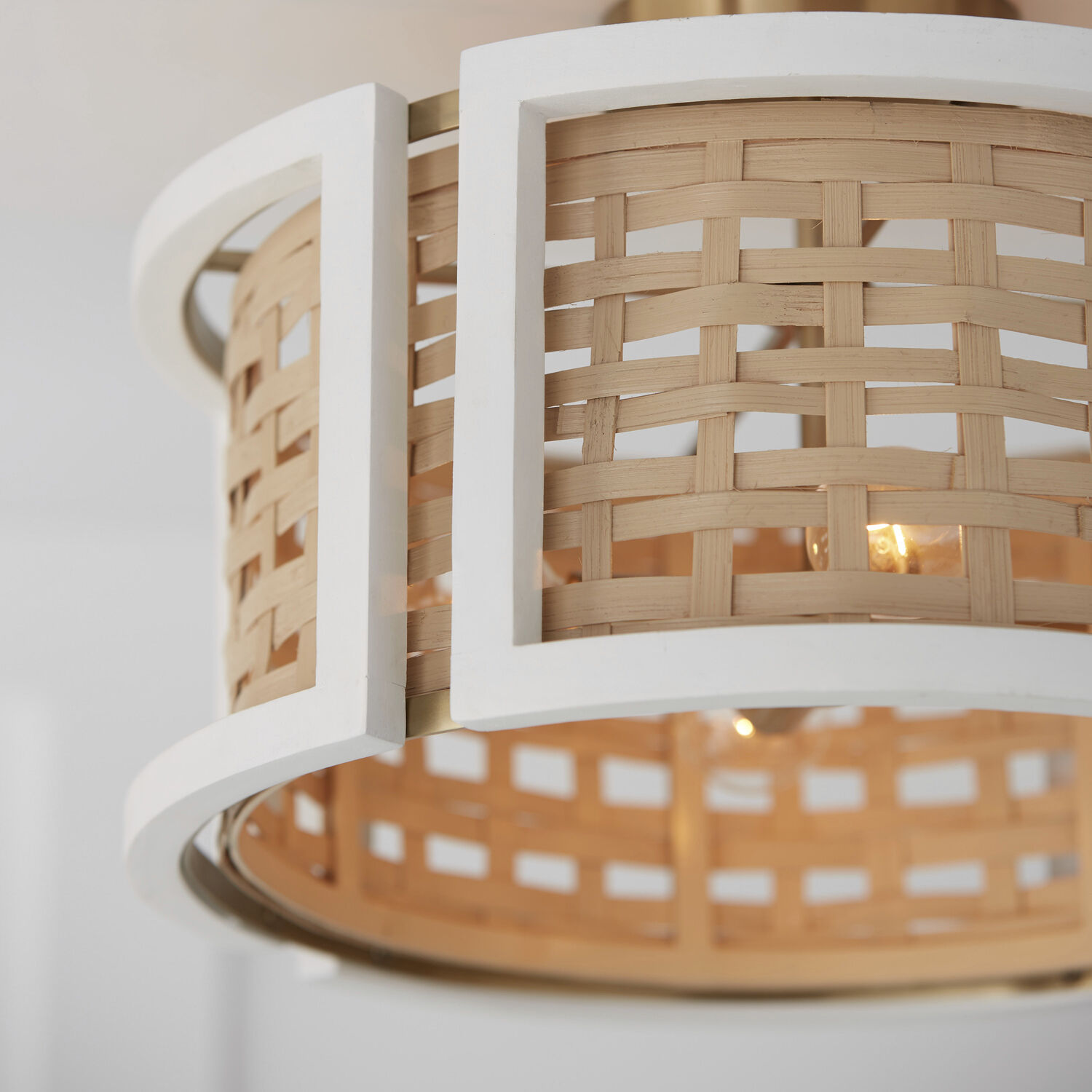 Lola 4 Light 16 inch Flat White and Matte Brass Semi-Flush Mount Ceiling Light, Convertible Dual Mount