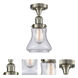 Franklin Restoration Bellmont 1 Light 6 inch Brushed Satin Nickel Semi-Flush Mount Ceiling Light in Seedy Glass, Franklin Restoration