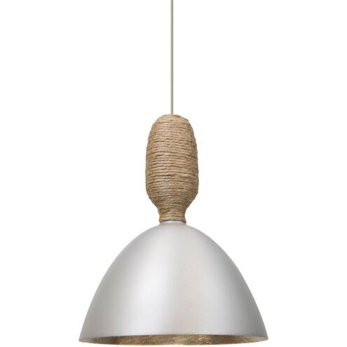 Creed LED Satin Nickel Cord Pendant Ceiling Light in Silver Foil Satin Nickel