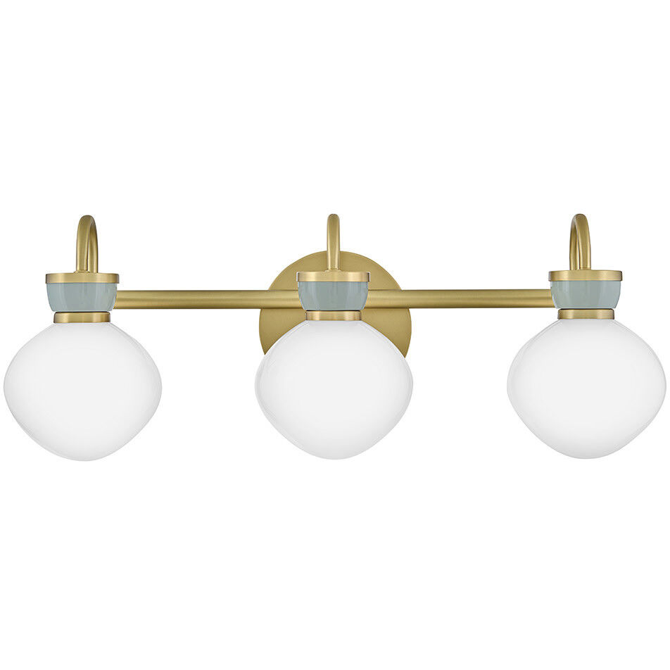 Lucy 3 Light 25 inch Lacquered Brass with Seafoam Bath Light Wall Light