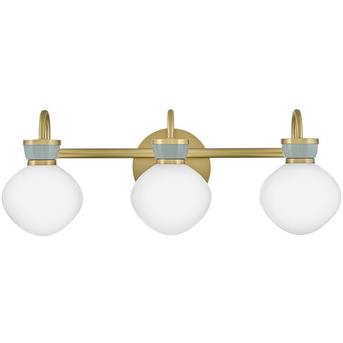 Lucy 3 Light 25 inch Lacquered Brass with Seafoam Bath Light Wall Light