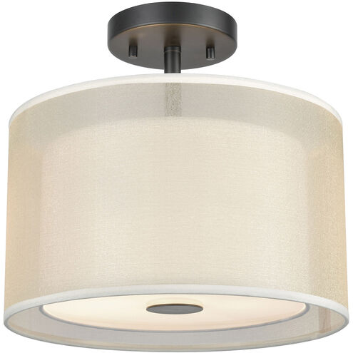 Hopewell 2 Light 12 inch Matte Black Semi Flush Mount Ceiling Light