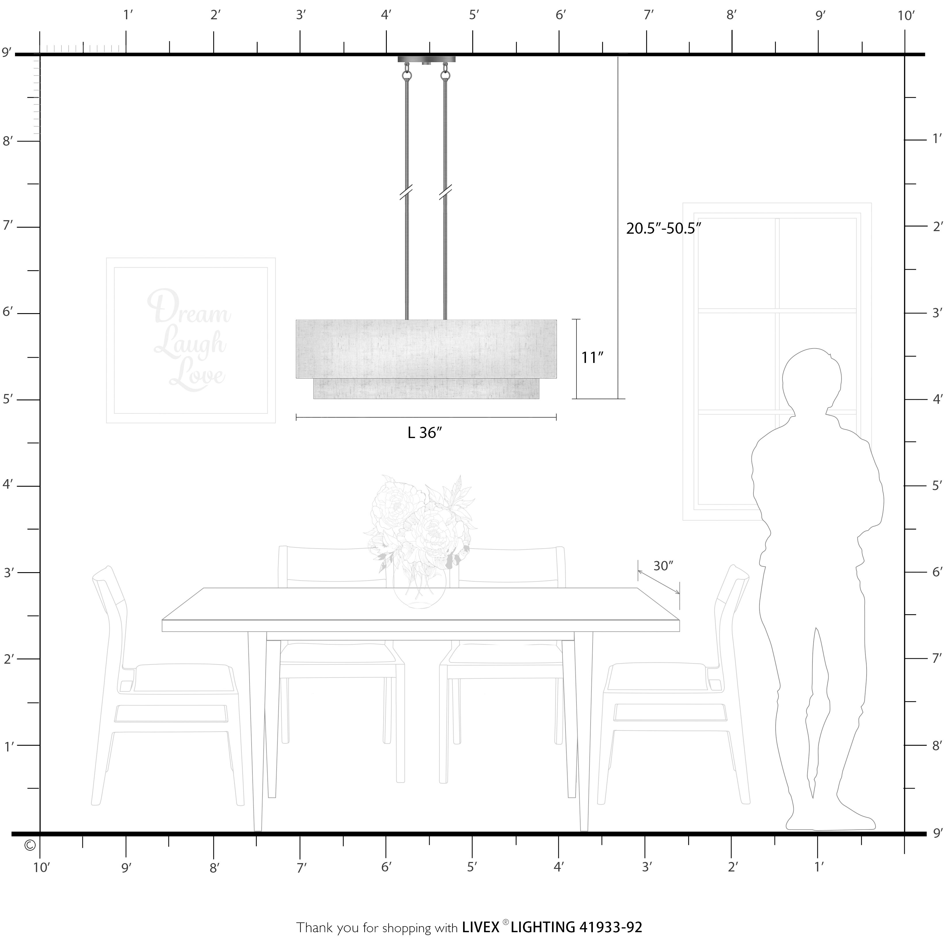 Manorwood 4 Light 36 inch English Bronze Linear Chandelier Ceiling Light, Large