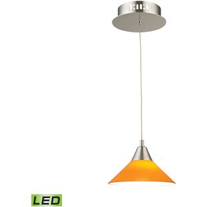 Cono 1 Light 7 inch Satin Nickel with Yellow Mini Pendant Ceiling Light