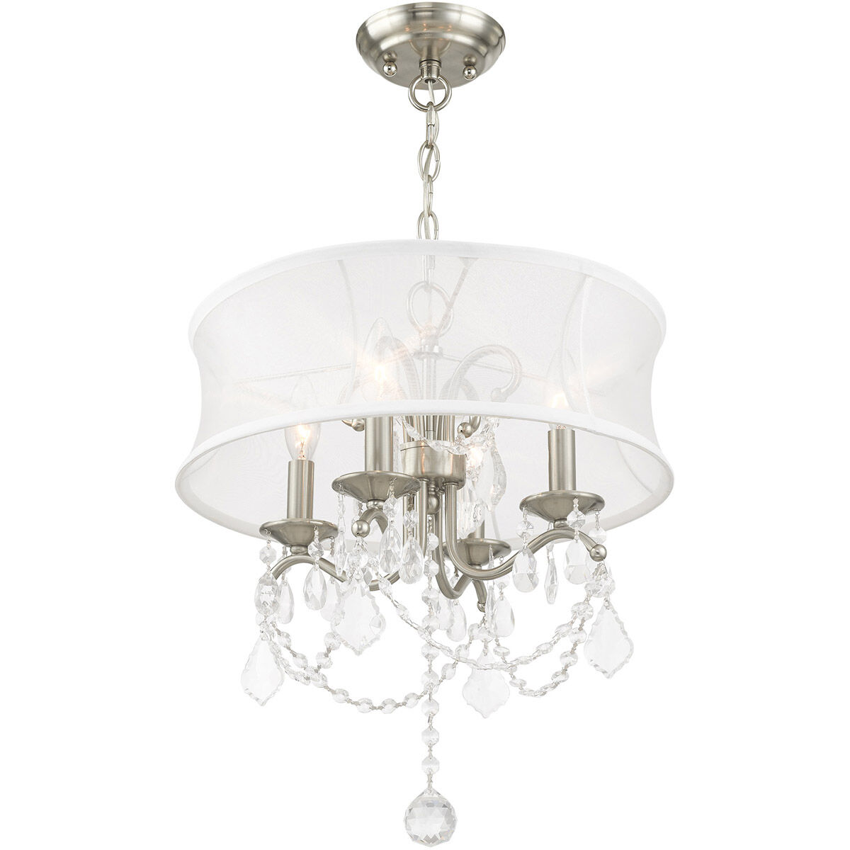 Newcastle 4 Light 16 inch Brushed Nickel Convertible Mini Chandelier/Ceiling Mount Ceiling Light