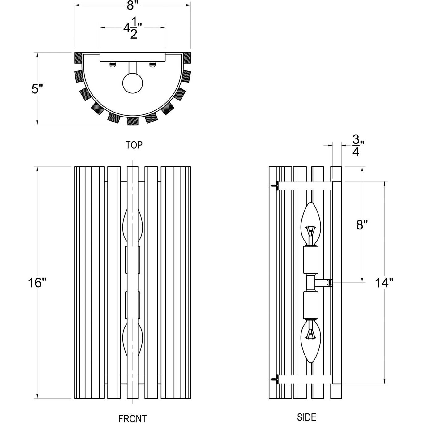 Suratto 2 Light 8 inch Matte Black and Medium Walnut Wall Sconce Wall Light