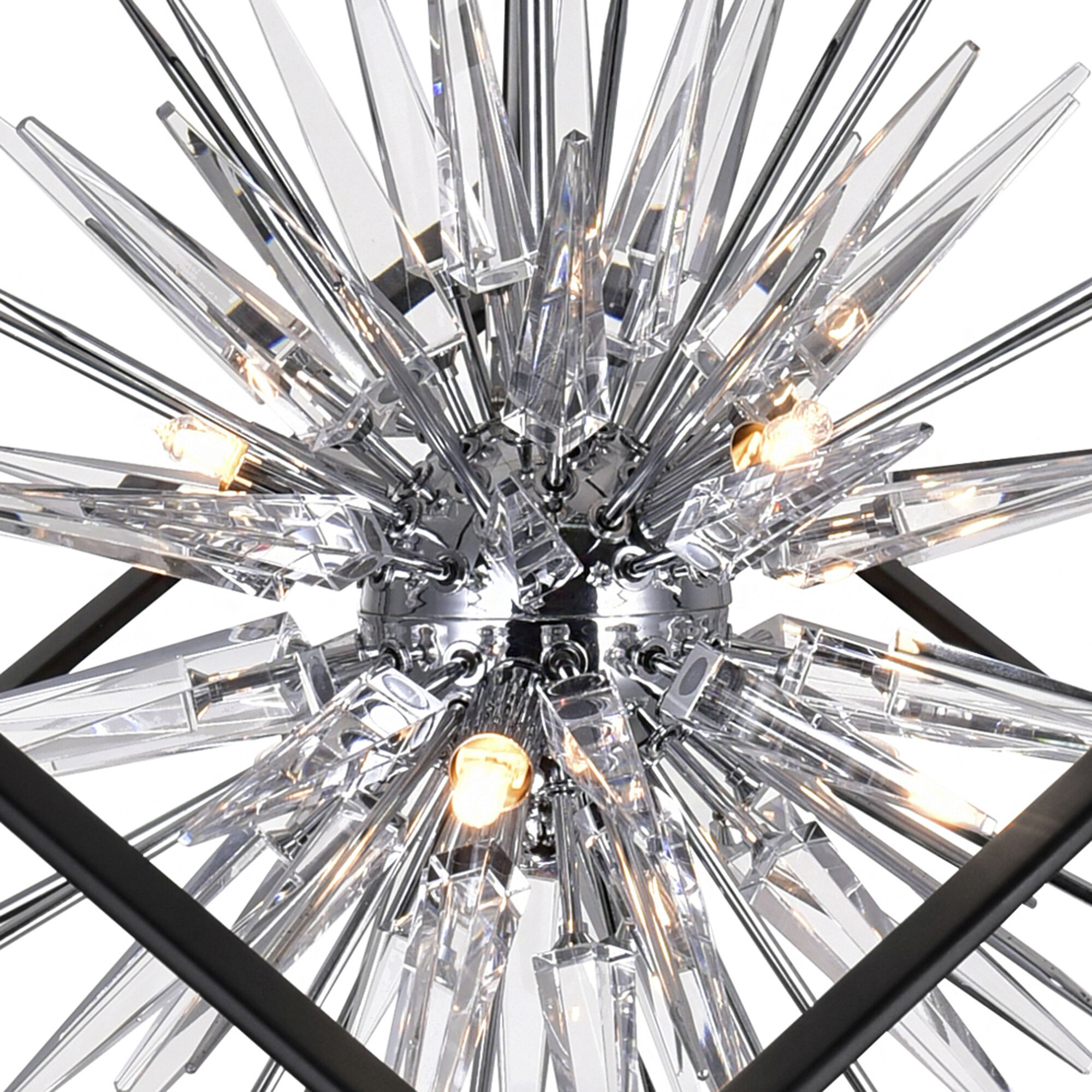 Starburst 6 Light 22 inch Chrome and Black Down Chandelier Ceiling Light
